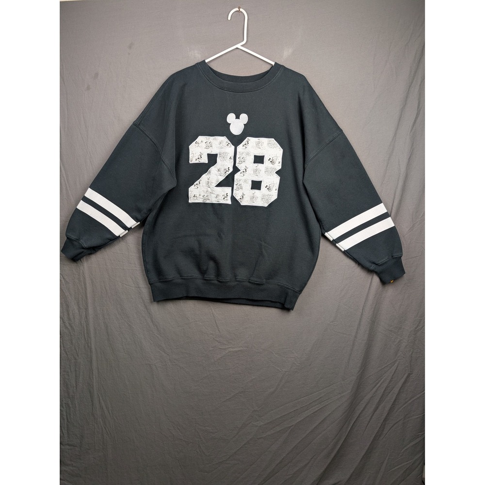 Disney Mickey Mouse 28 Comic Strip Sweatshirt Black Large Pullover